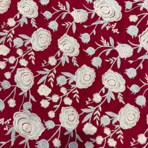Viscosa mantón fondo rojo manzana