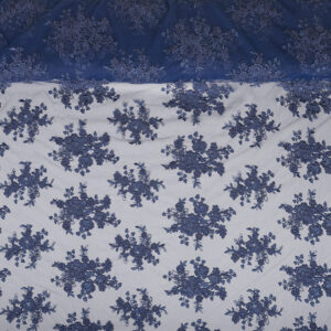 Tul rebrodé azul noche